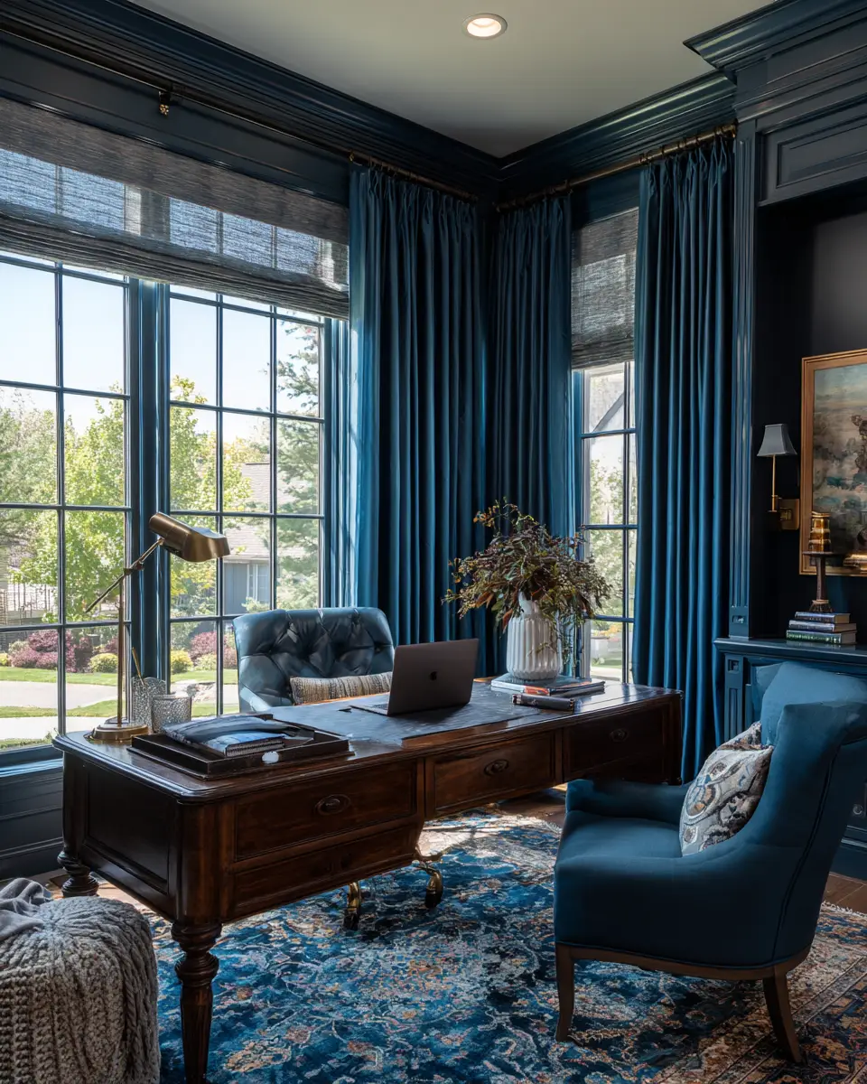 Blue Classic Home Office Decor Ideas