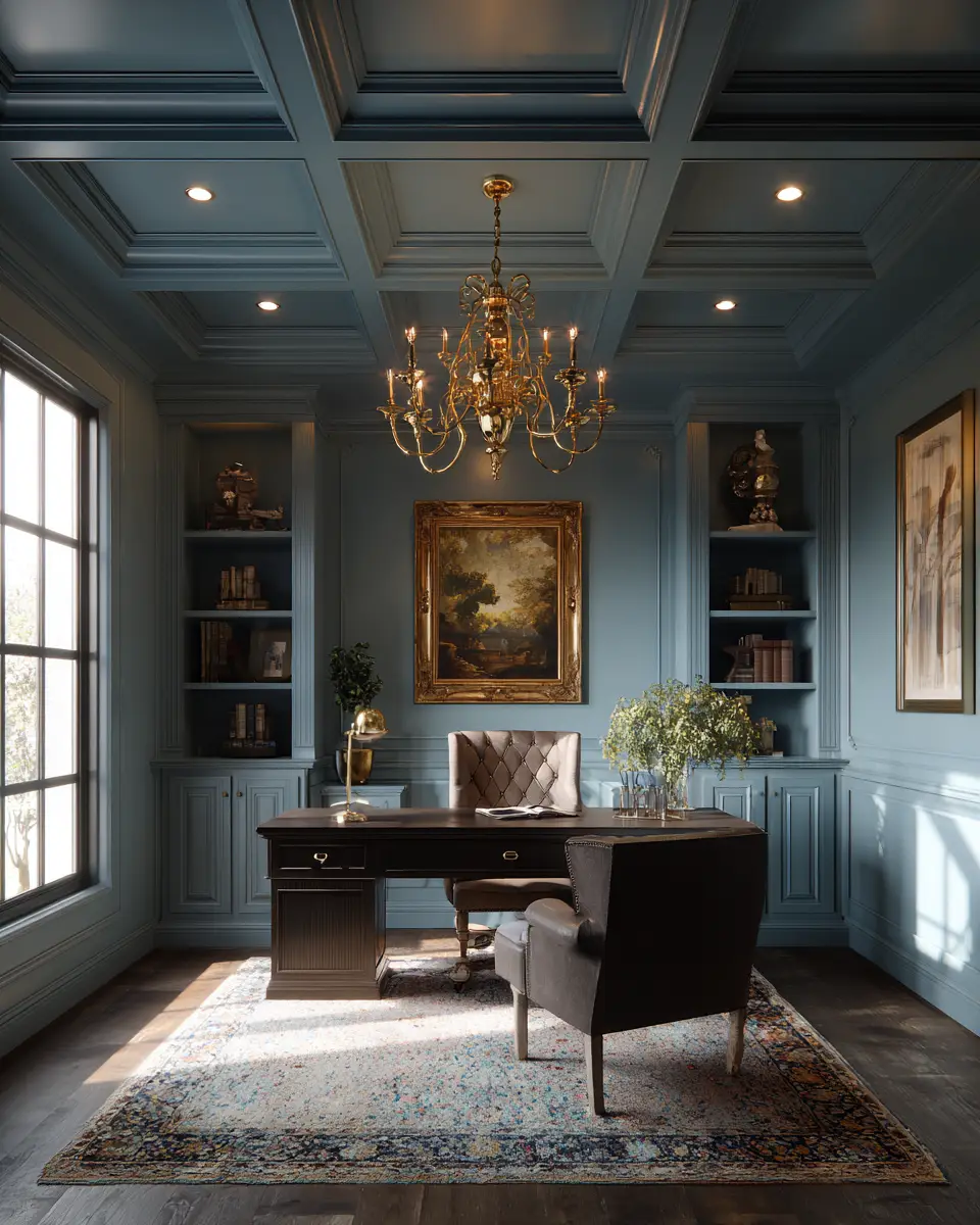 Blue Classic Home Office Decor Ideas