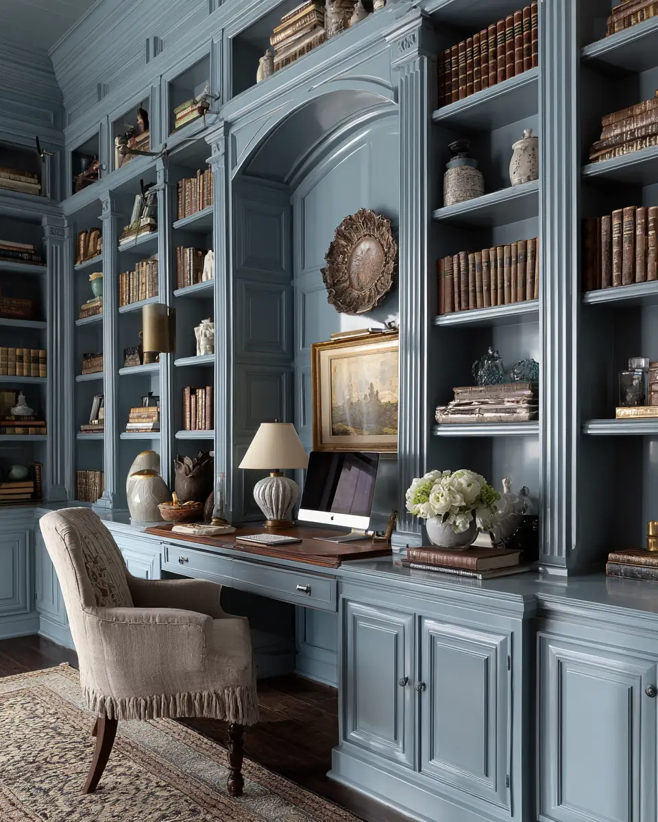Blue Classic Home Office Decor Ideas