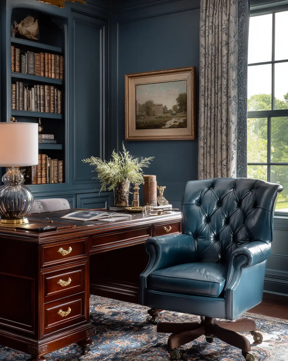 Blue Classic Home Office Decor Ideas