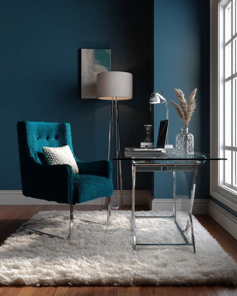 Blue Contemporary Home Office Decor Ideas - Featured