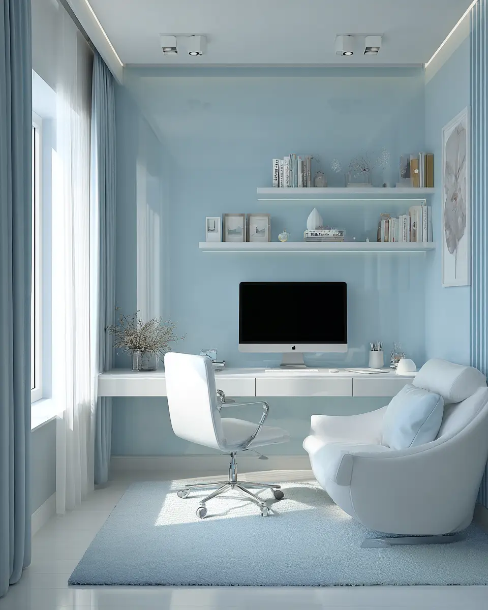 Blue Contemporary Home Office Decor Ideas
