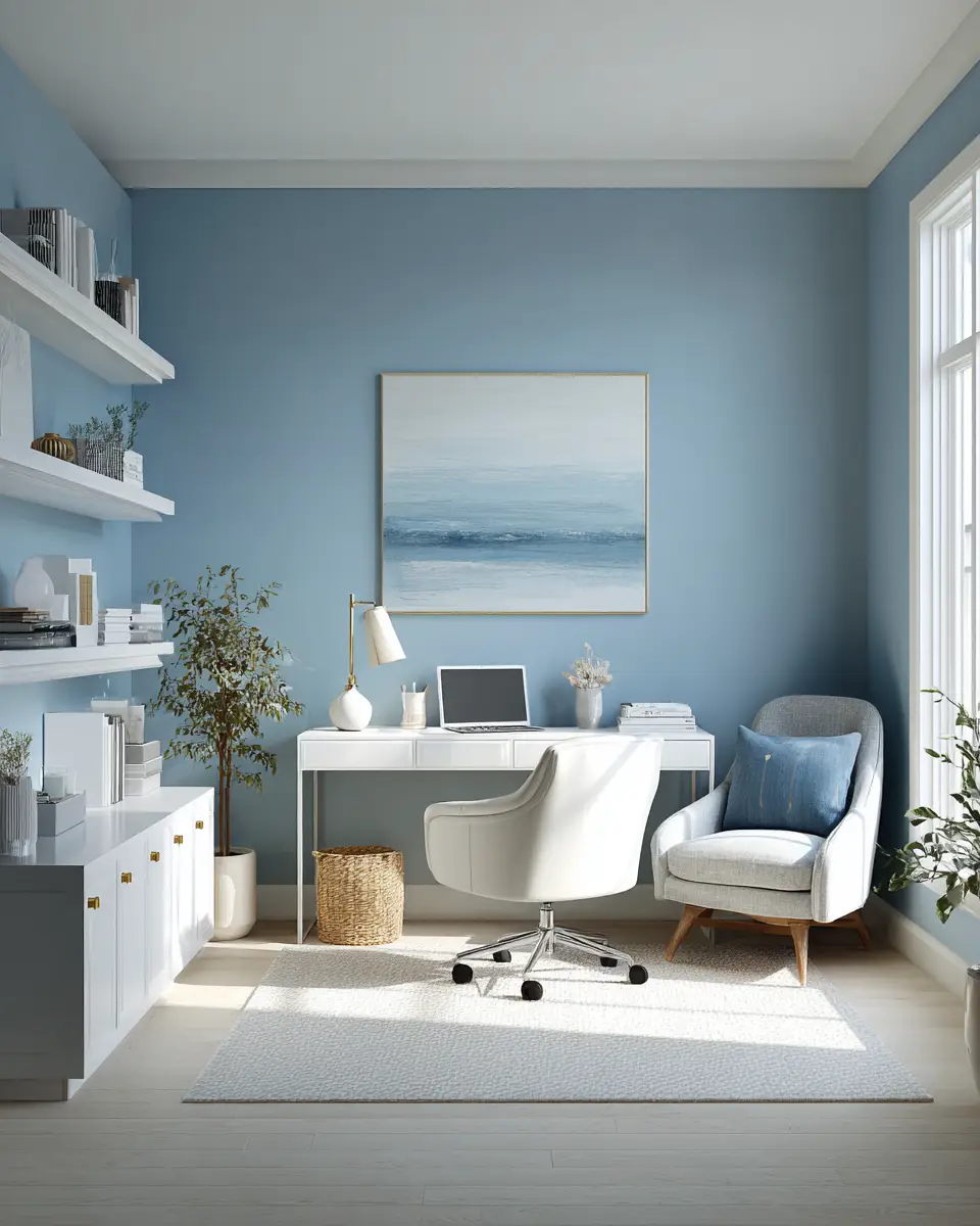 Blue Contemporary Home Office Decor Ideas