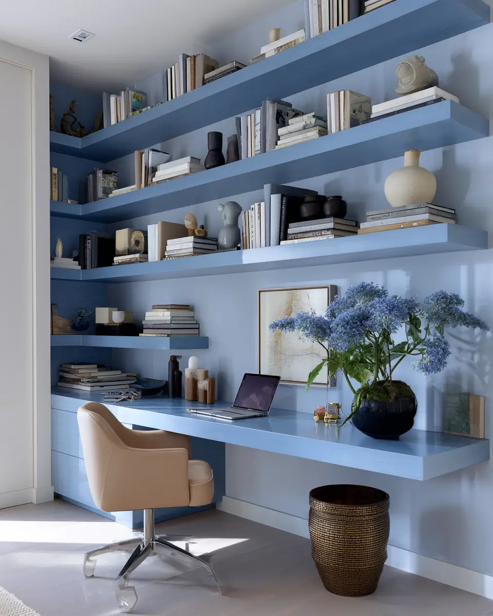 Blue Contemporary Home Office Decor Ideas