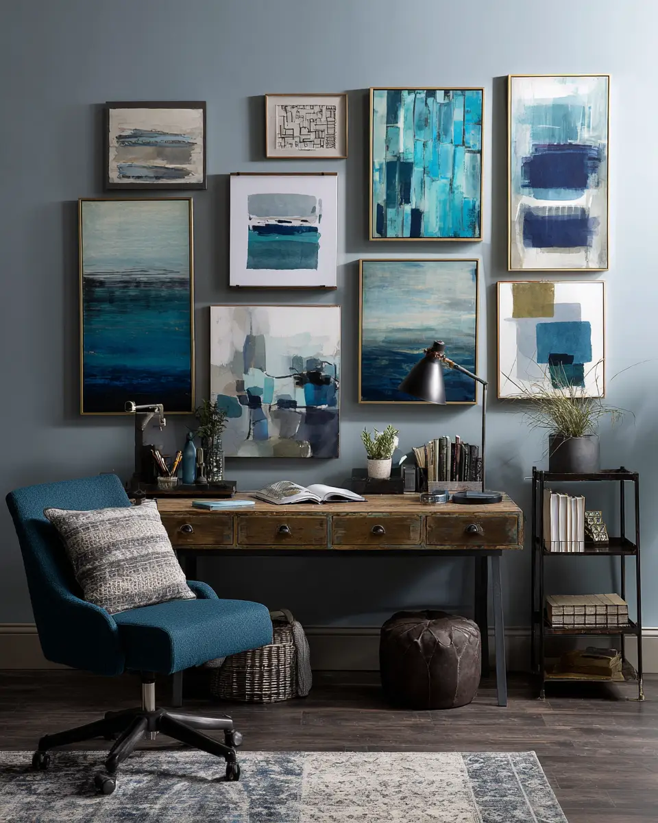 Blue Contemporary Home Office Decor Ideas