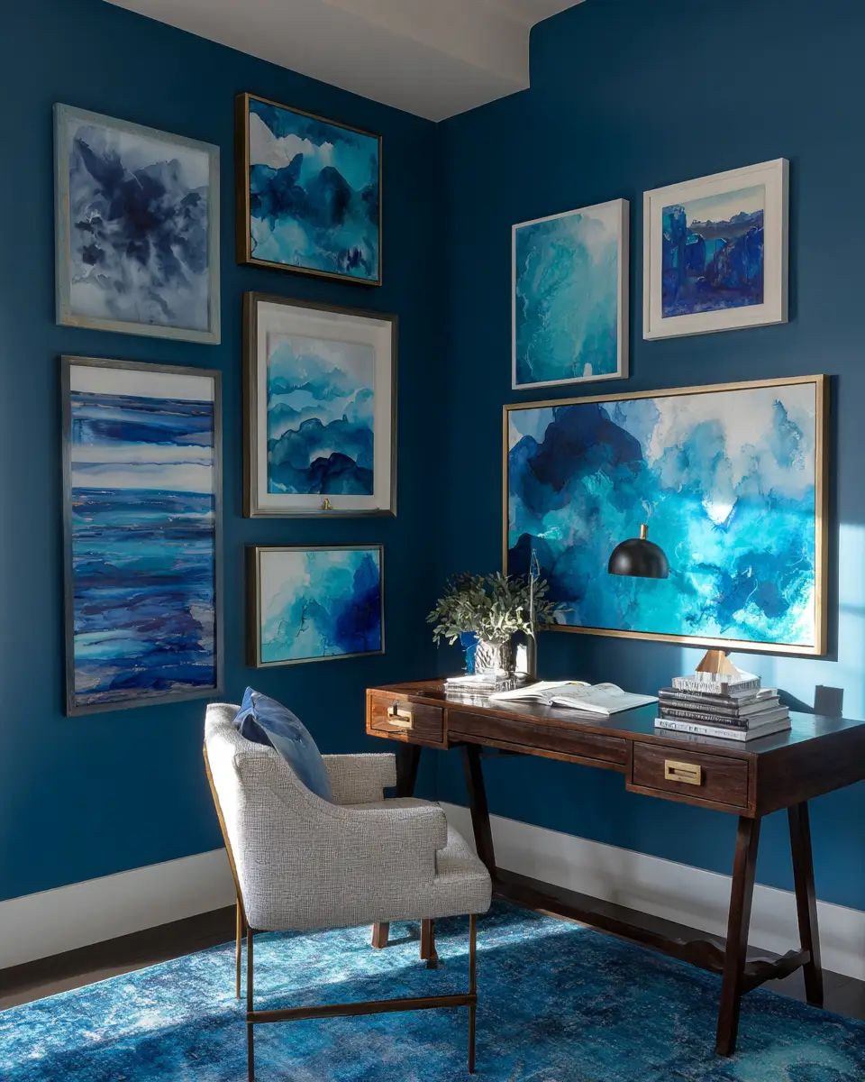 Blue Contemporary Home Office Decor Ideas