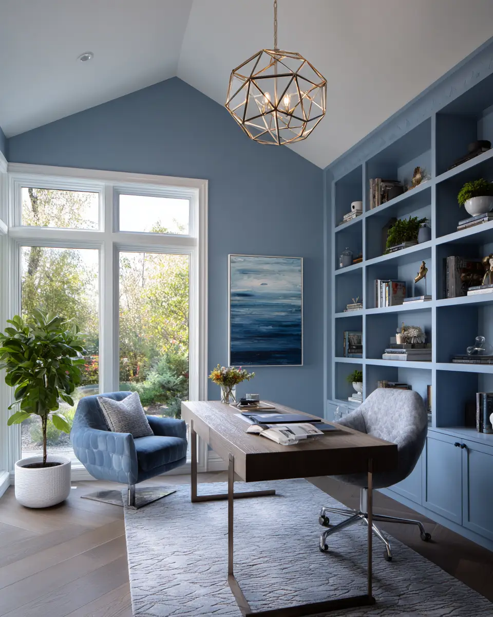 Blue Contemporary Home Office Decor Ideas