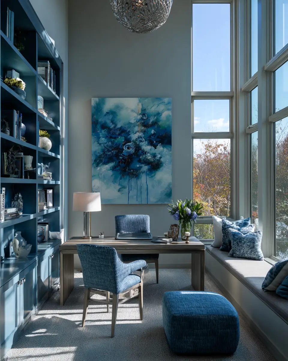 Blue Contemporary Home Office Decor Ideas