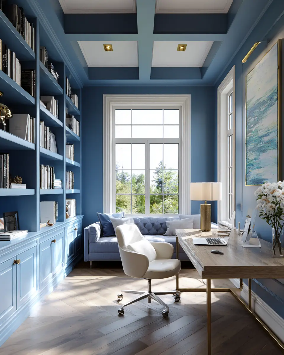 Blue Contemporary Home Office Decor Ideas