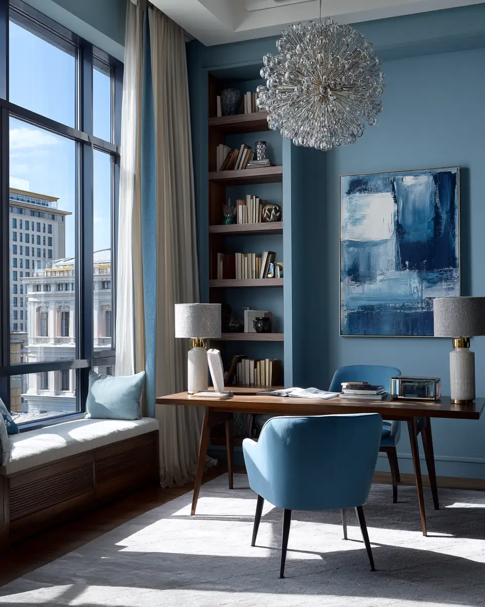 Blue Contemporary Home Office Decor Ideas