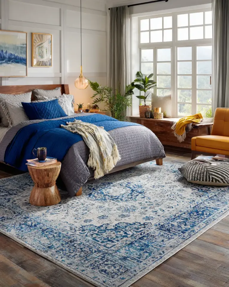 Blue Eclectic Bedroom Decor Ideas - Featured