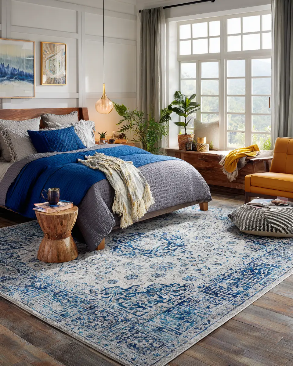 Blue Eclectic Bedroom Decor Ideas - Featured