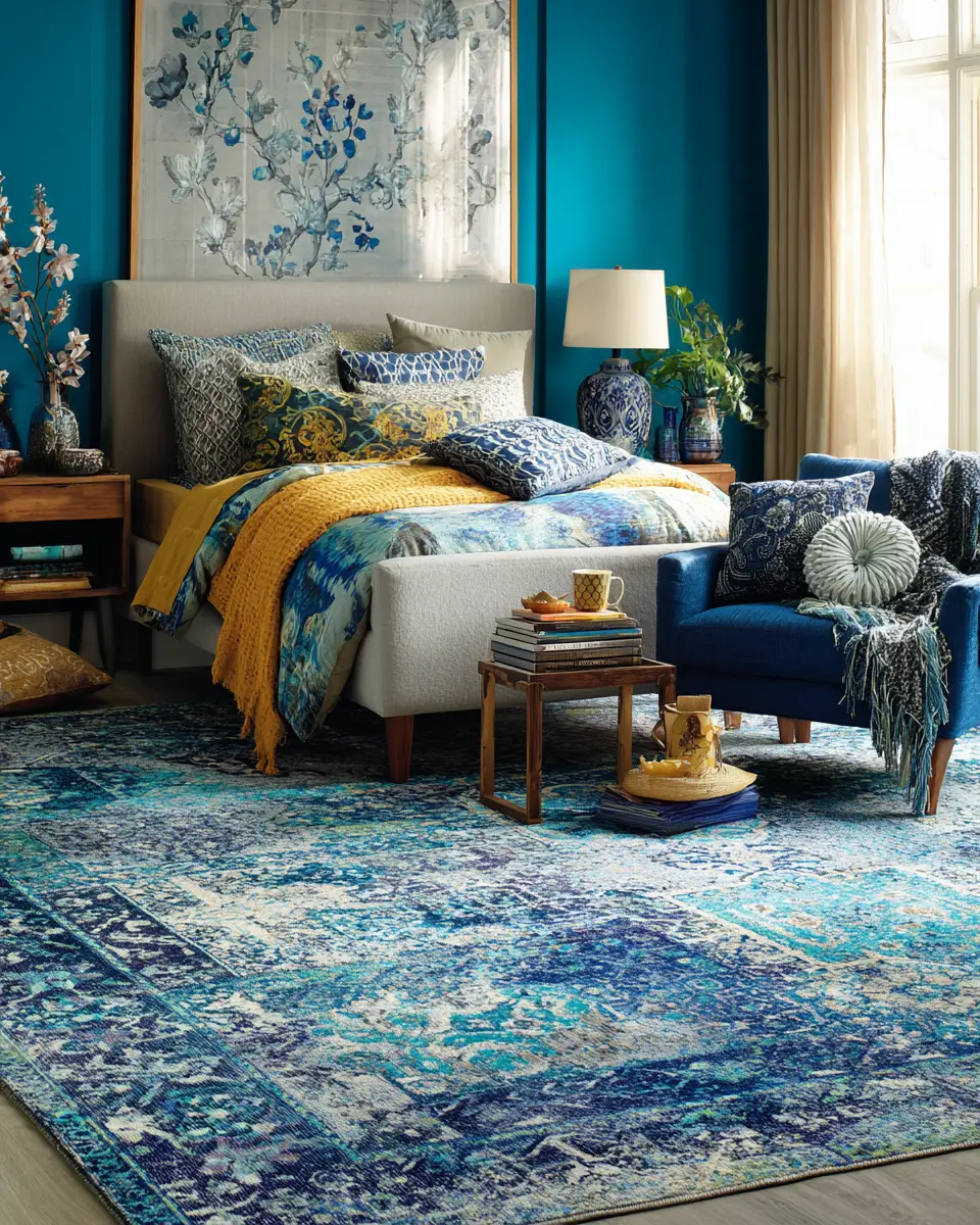 Blue Eclectic Bedroom Decor Ideas