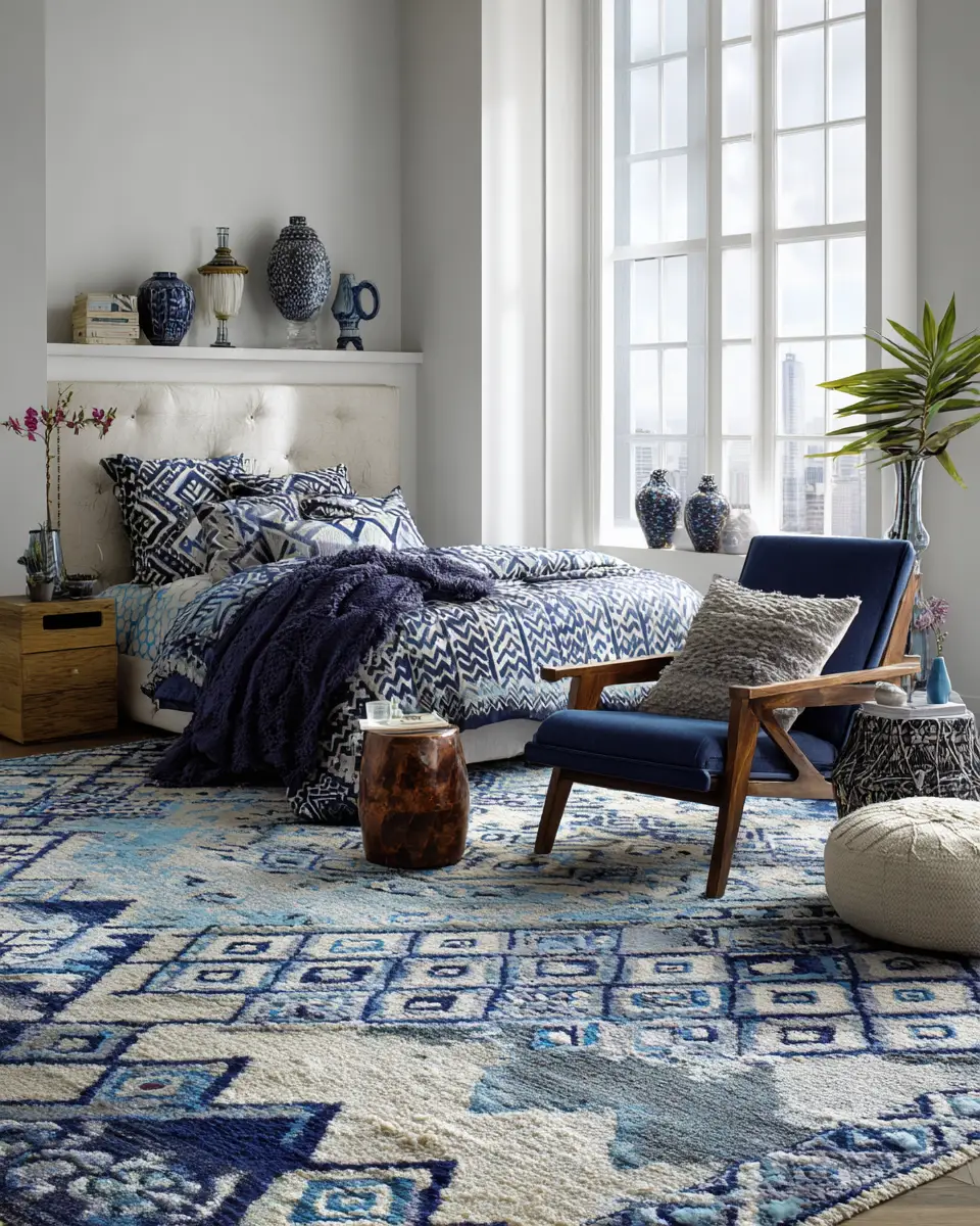 Blue Eclectic Bedroom Decor Ideas