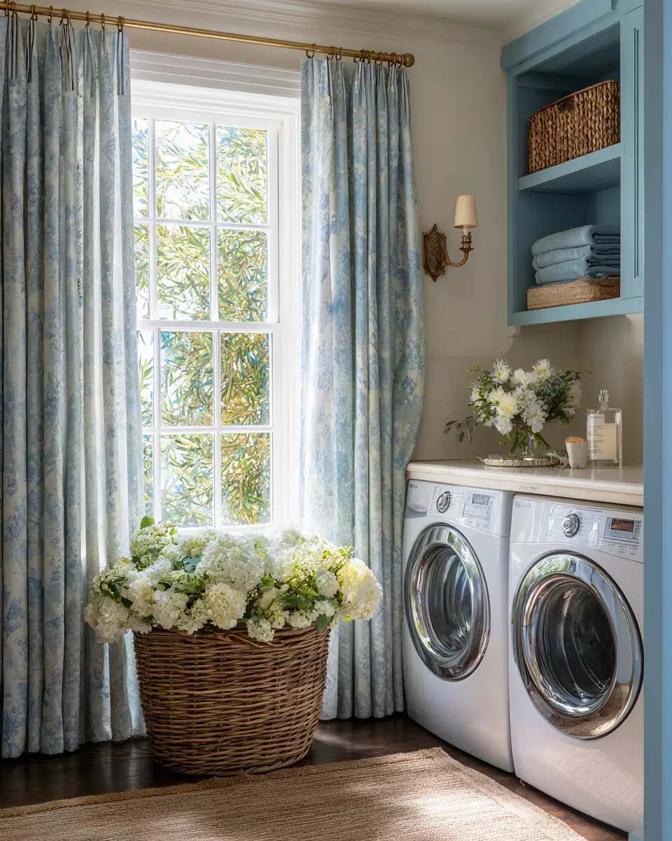 Blue Eclectic Laundry Room Decor Ideas - Featured