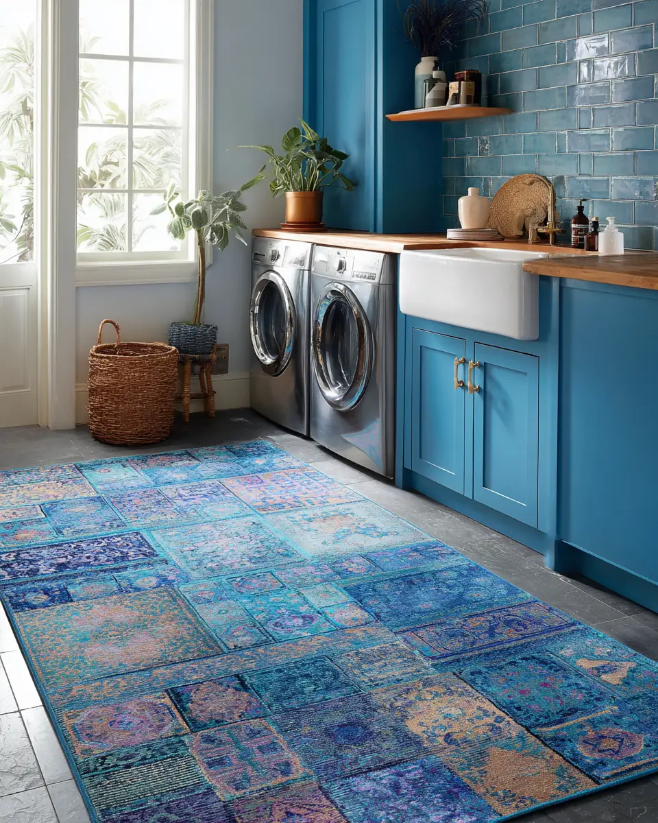 Blue Eclectic Laundry Room Decor Ideas
