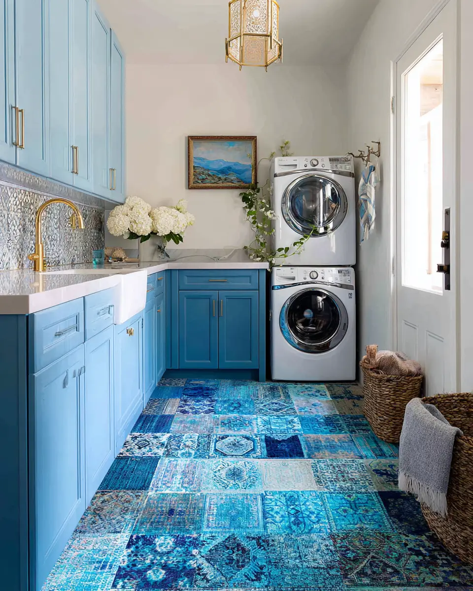 Blue Eclectic Laundry Room Decor Ideas