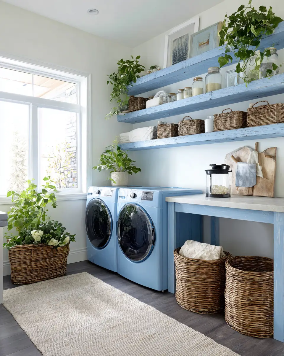 Blue Eclectic Laundry Room Decor Ideas