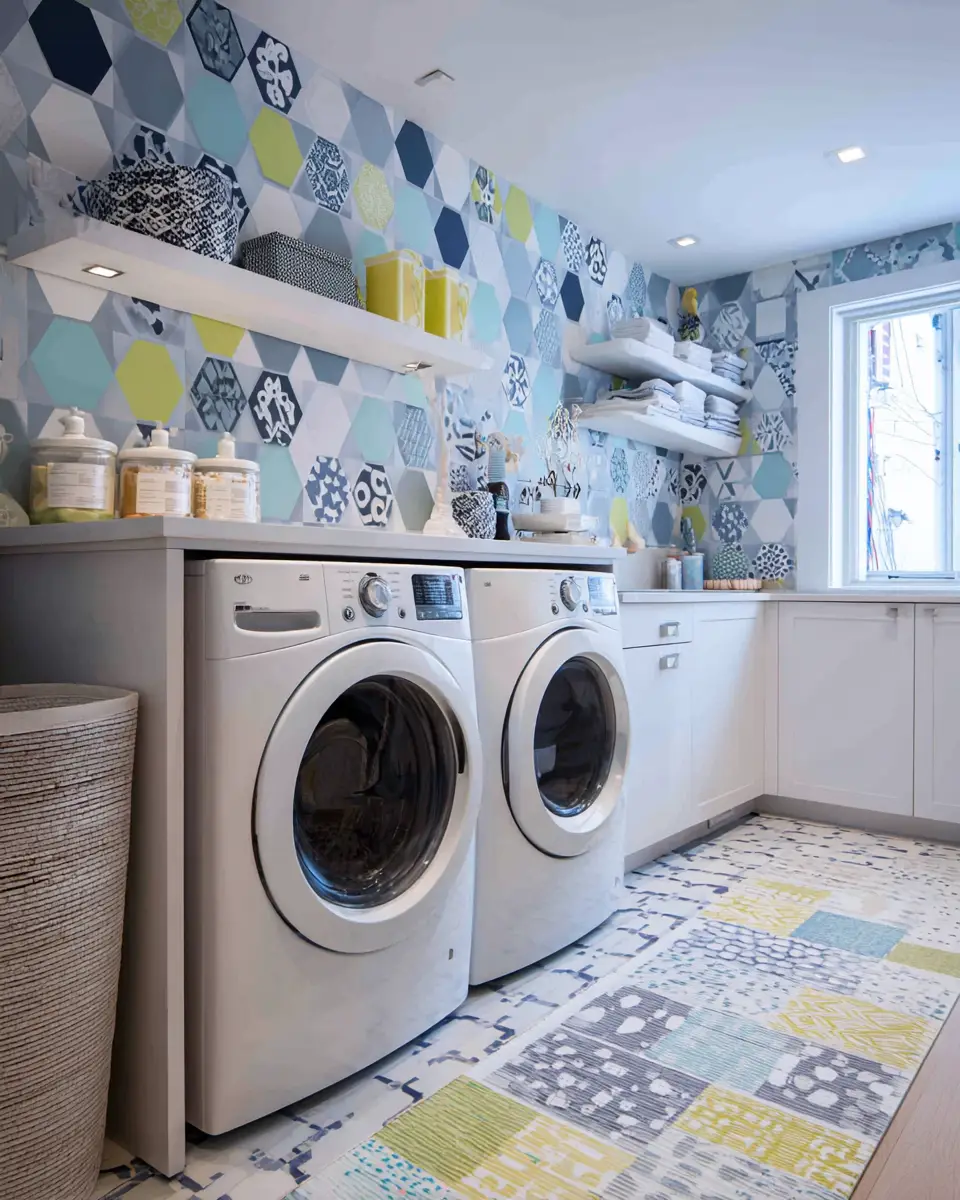 Blue Eclectic Laundry Room Decor Ideas
