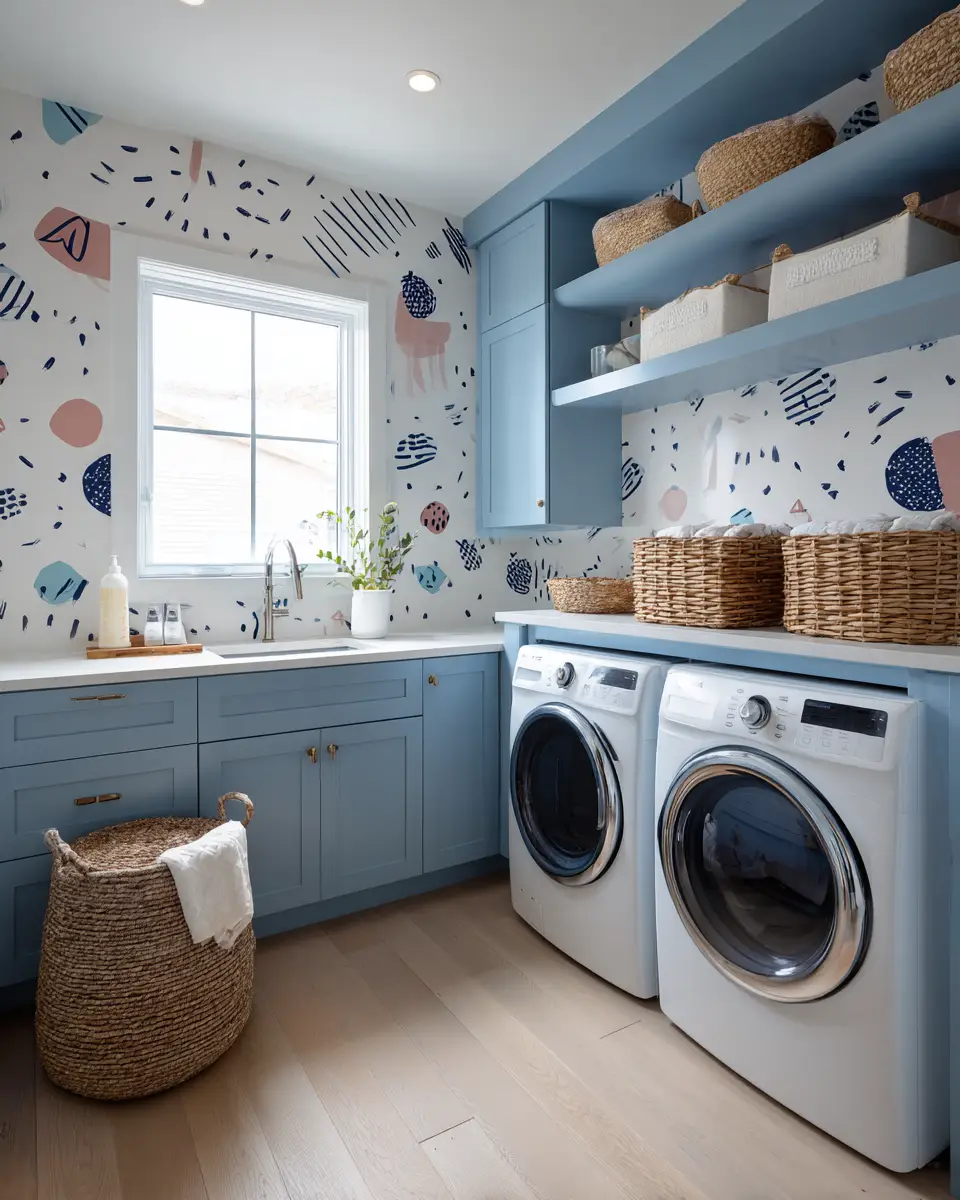 Blue Eclectic Laundry Room Decor Ideas