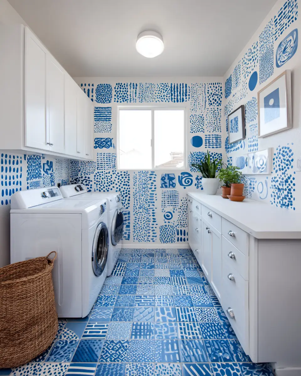 Blue Eclectic Laundry Room Decor Ideas