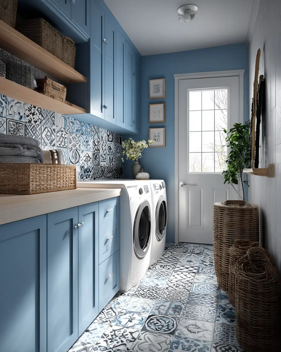 Blue Eclectic Laundry Room Decor Ideas