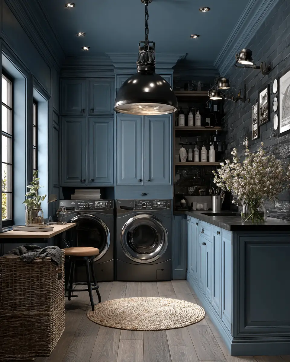 Blue Eclectic Laundry Room Decor Ideas