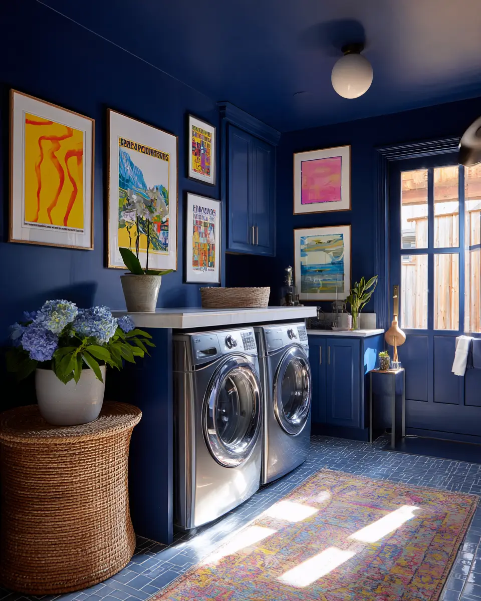 Blue Eclectic Laundry Room Decor Ideas