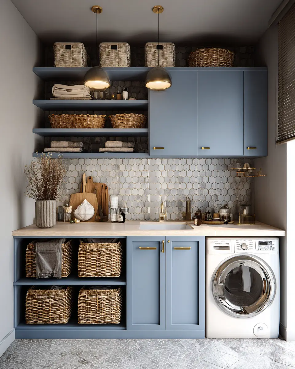 Blue Eclectic Laundry Room Decor Ideas