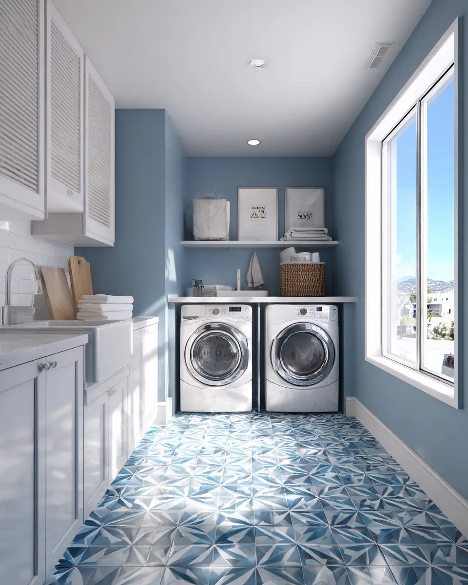 Blue Eclectic Laundry Room Decor Ideas