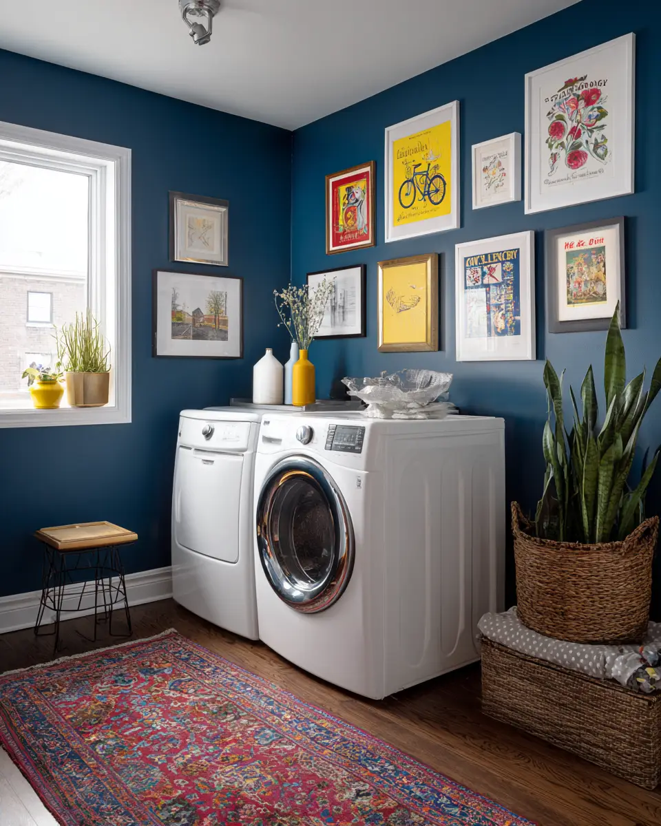Blue Eclectic Laundry Room Decor Ideas