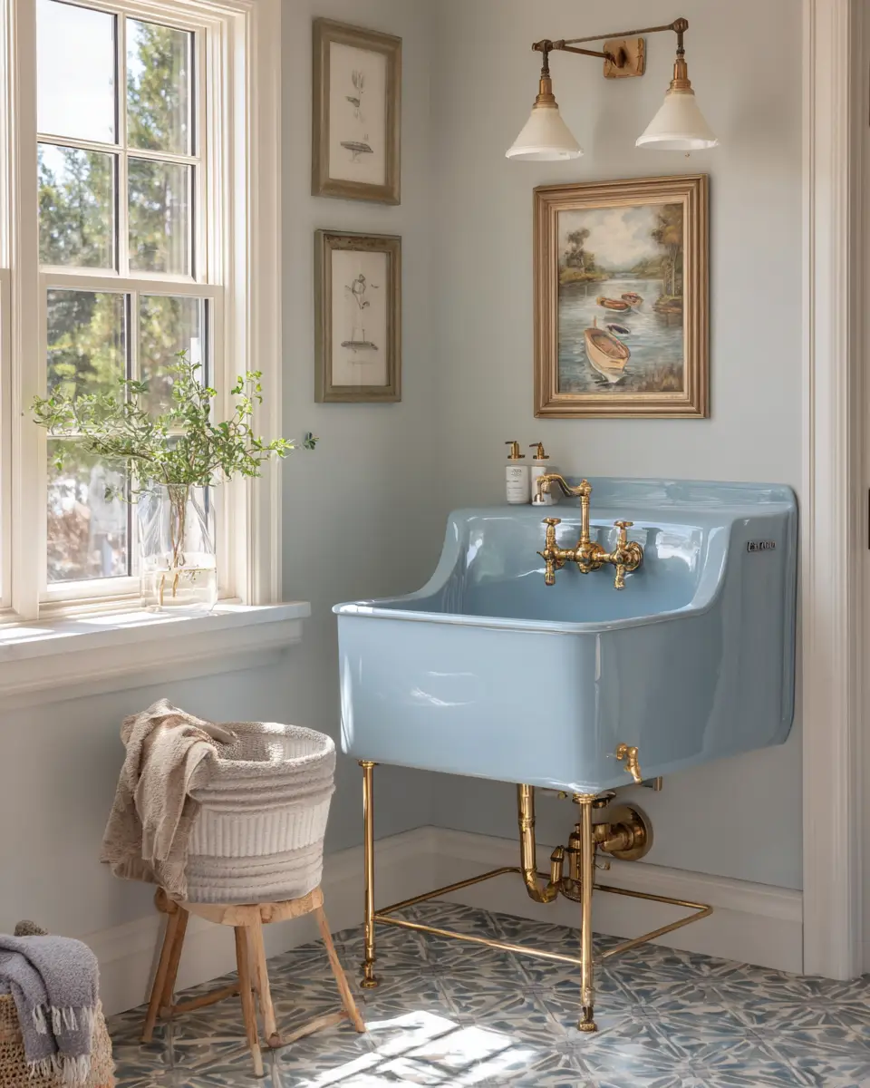 Blue Eclectic Laundry Room Decor Ideas