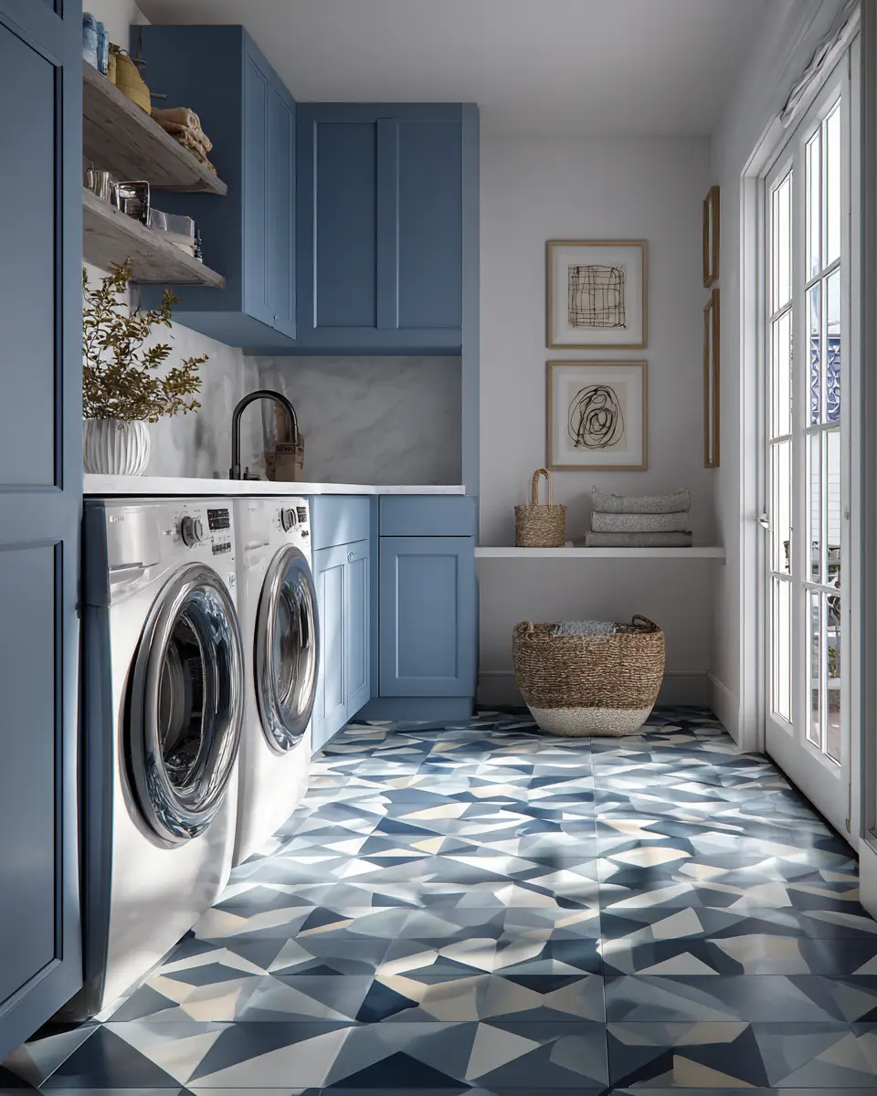 Blue Eclectic Laundry Room Decor Ideas