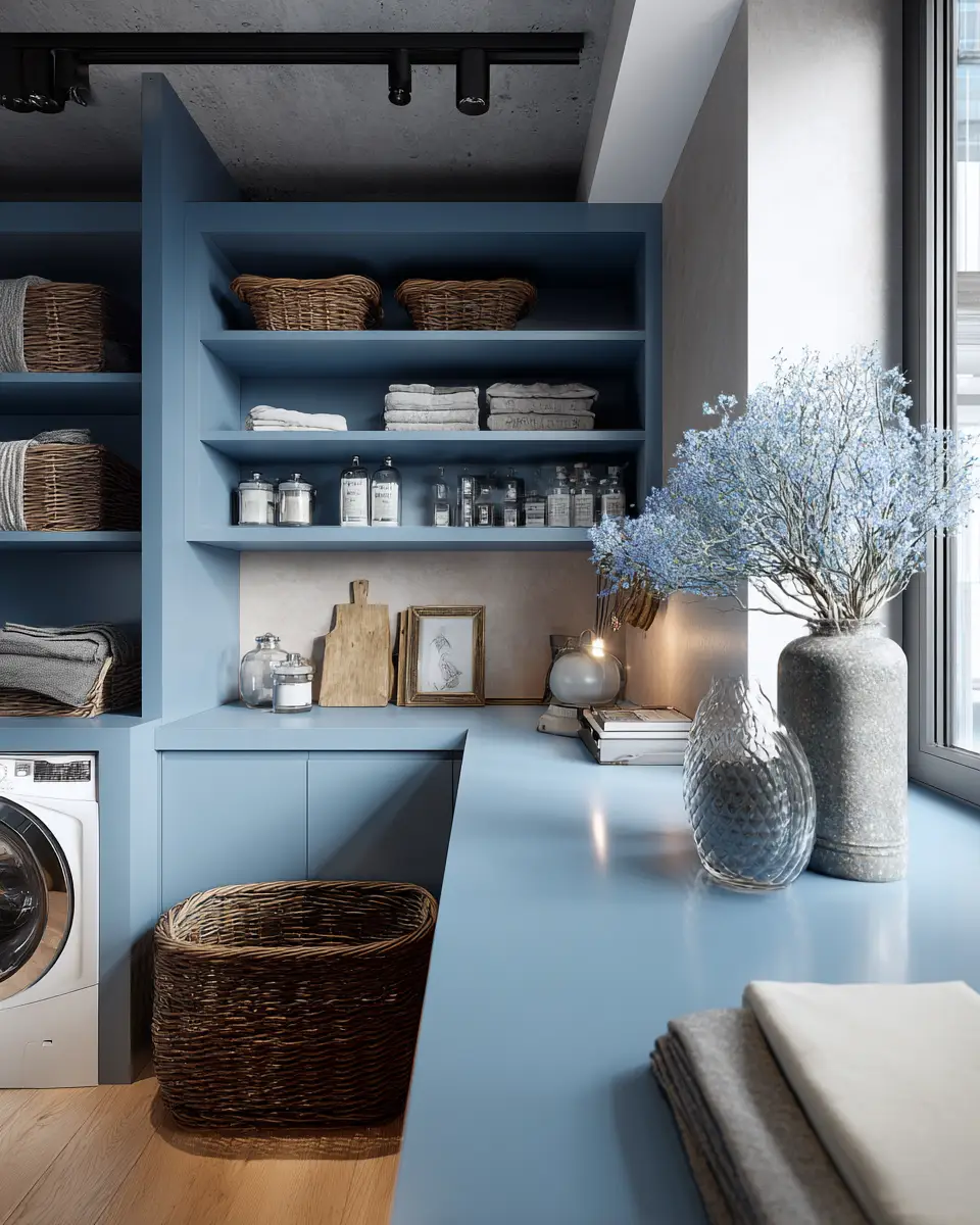Blue Eclectic Laundry Room Decor Ideas