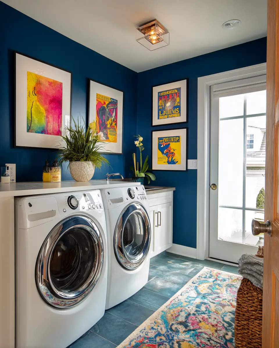 Blue Eclectic Laundry Room Decor Ideas