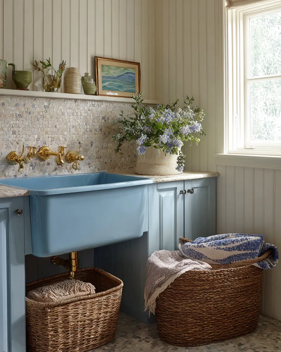 Blue Eclectic Laundry Room Decor Ideas