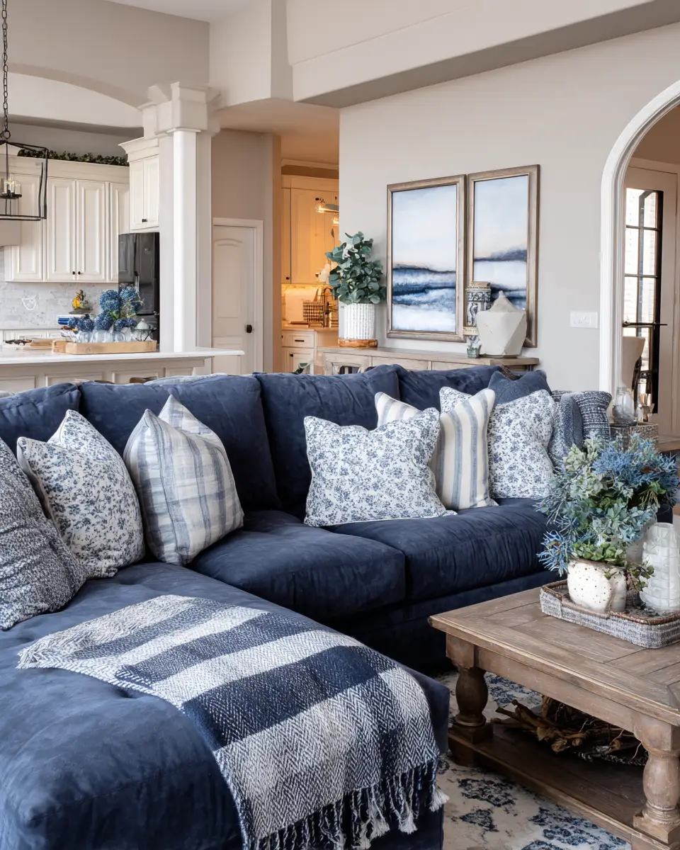 Blue Farmhouse Living Room Decor Ideas