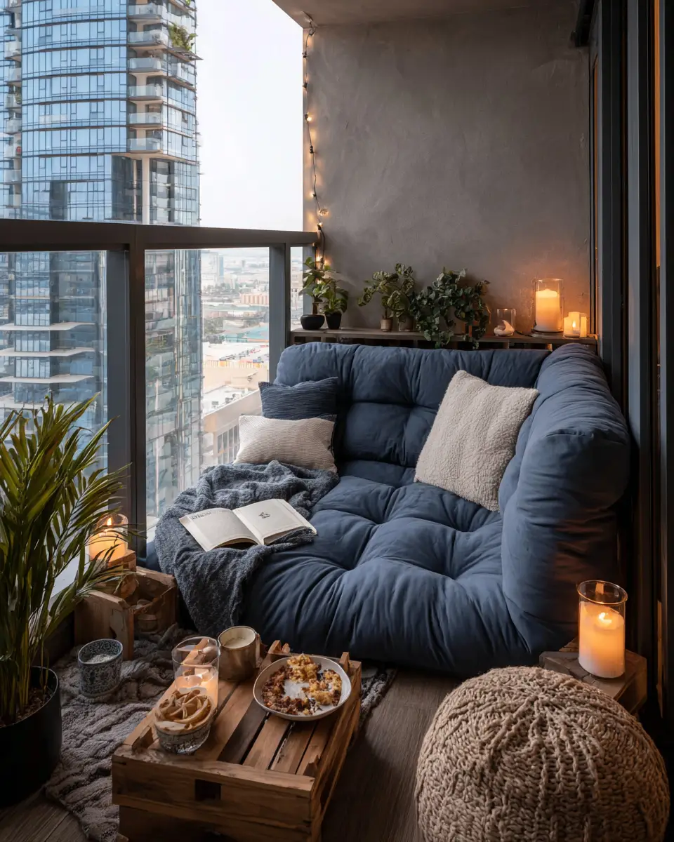 Blue Japandi Balcony Decor Ideas