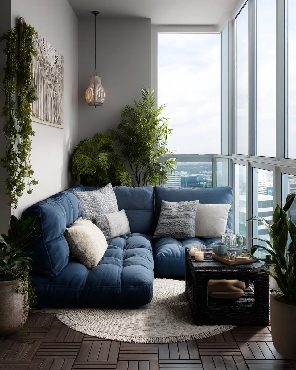 Blue Japandi Balcony Decor Ideas