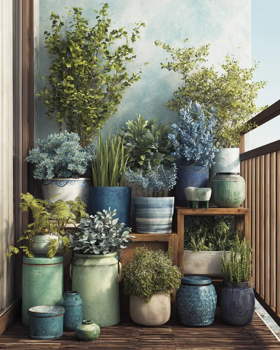 Blue Japandi Balcony Decor Ideas