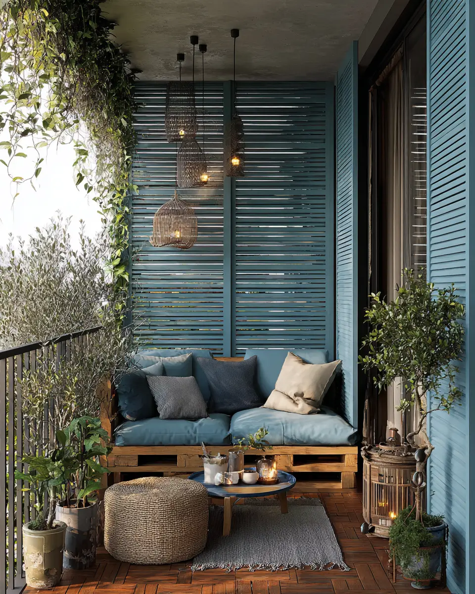Blue Japandi Balcony Decor Ideas