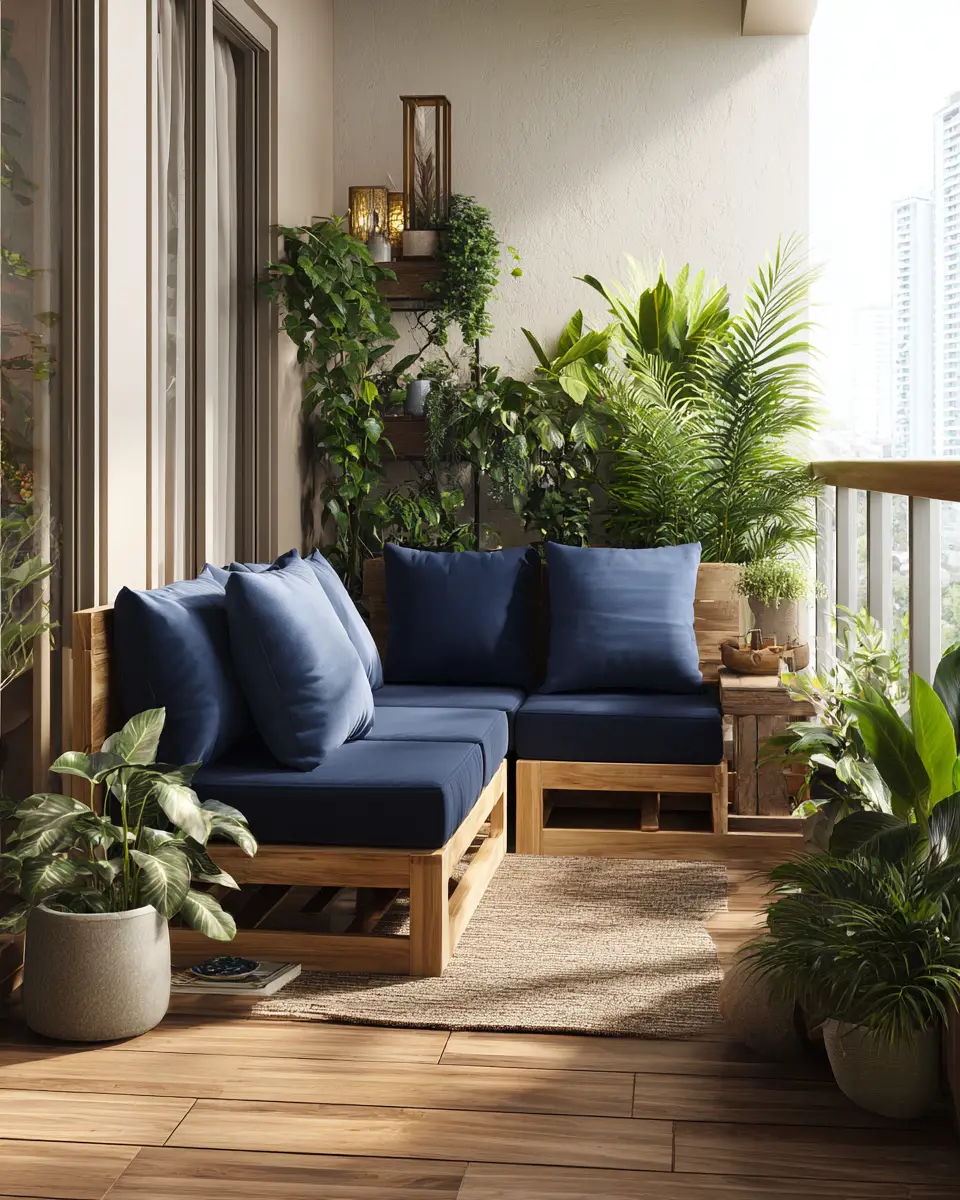 Blue Japandi Balcony Decor Ideas