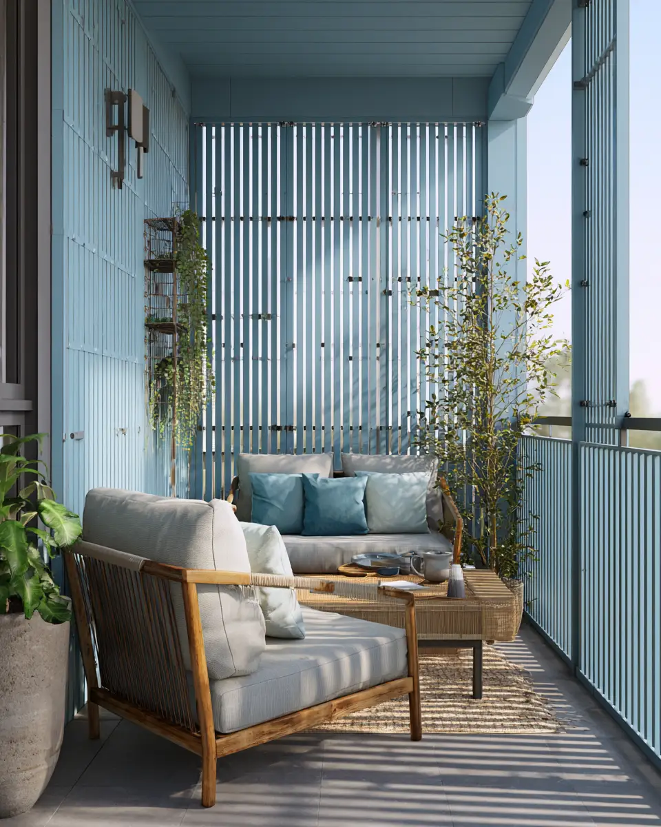 Blue Japandi Balcony Decor Ideas