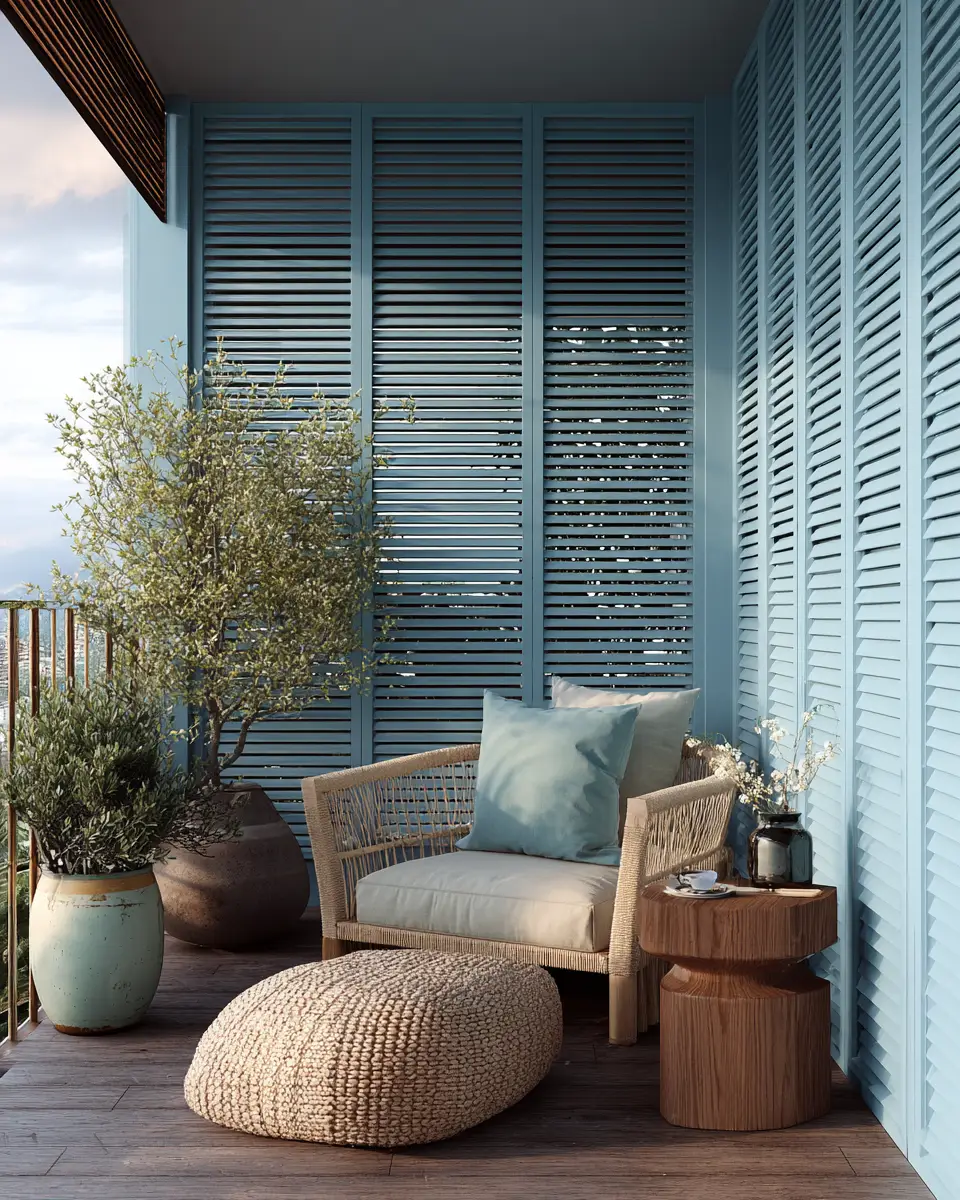 Blue Japandi Balcony Decor Ideas