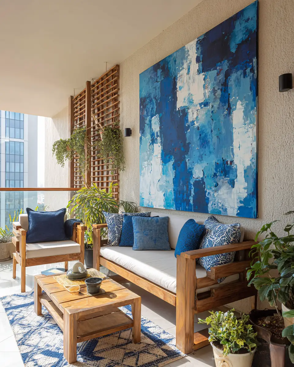 Blue Japandi Balcony Decor Ideas