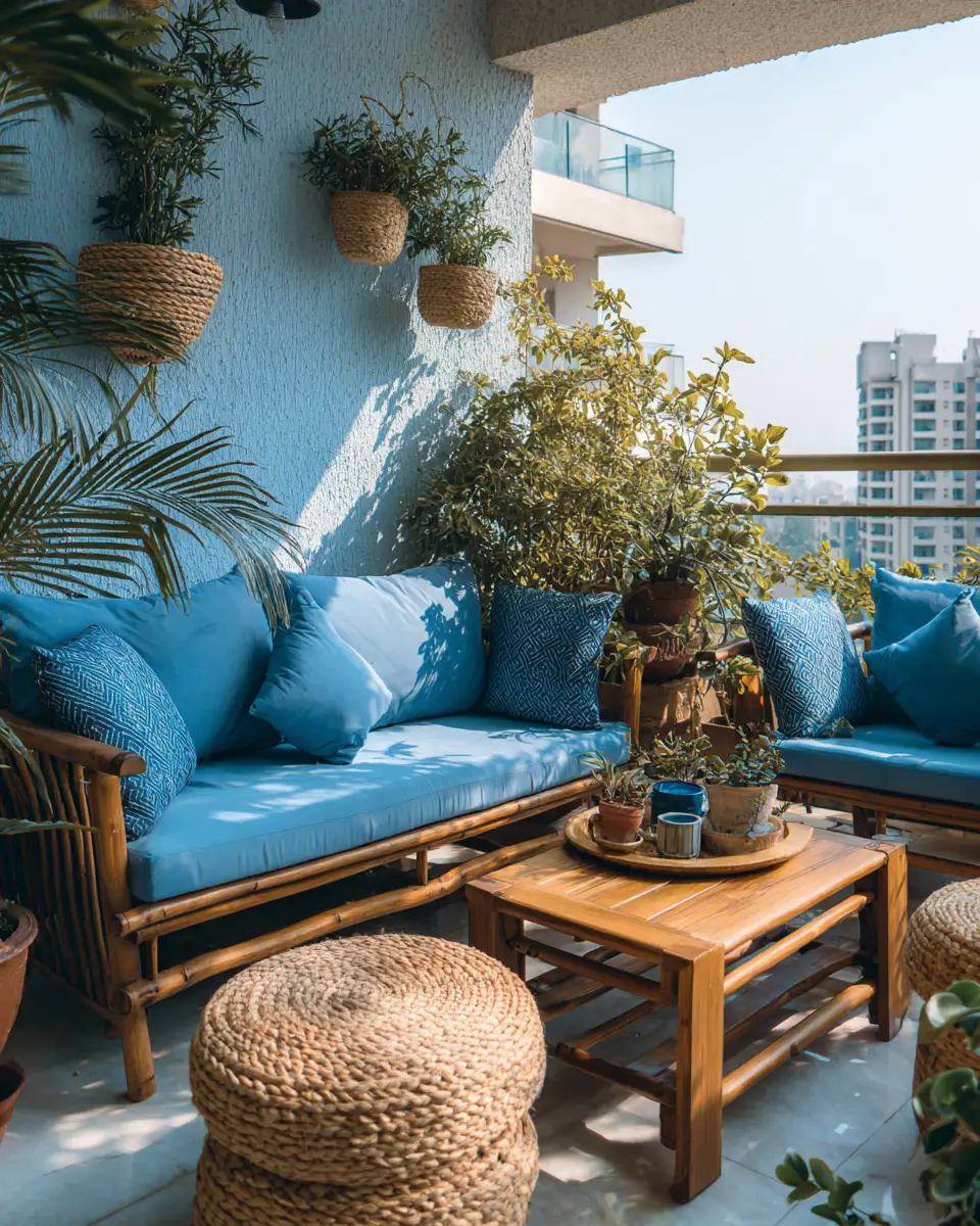 Blue Japandi Balcony Decor Ideas