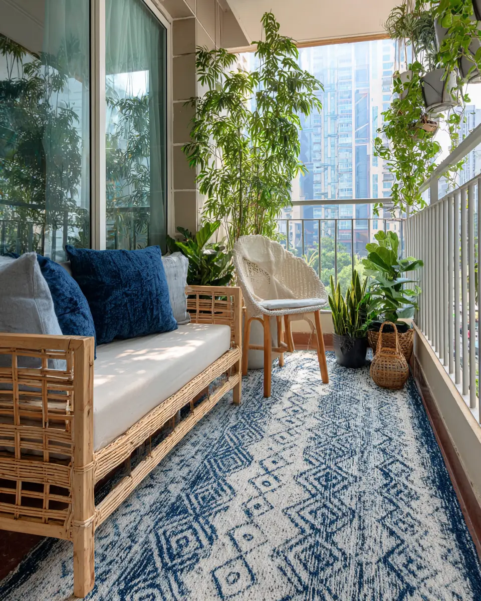 Blue Japandi Balcony Decor Ideas