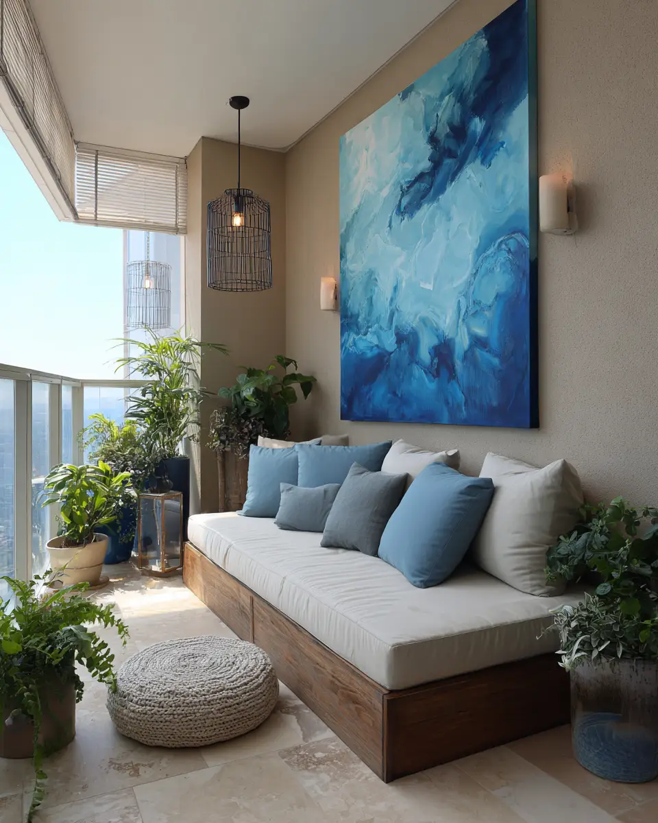 Blue Japandi Balcony Decor Ideas