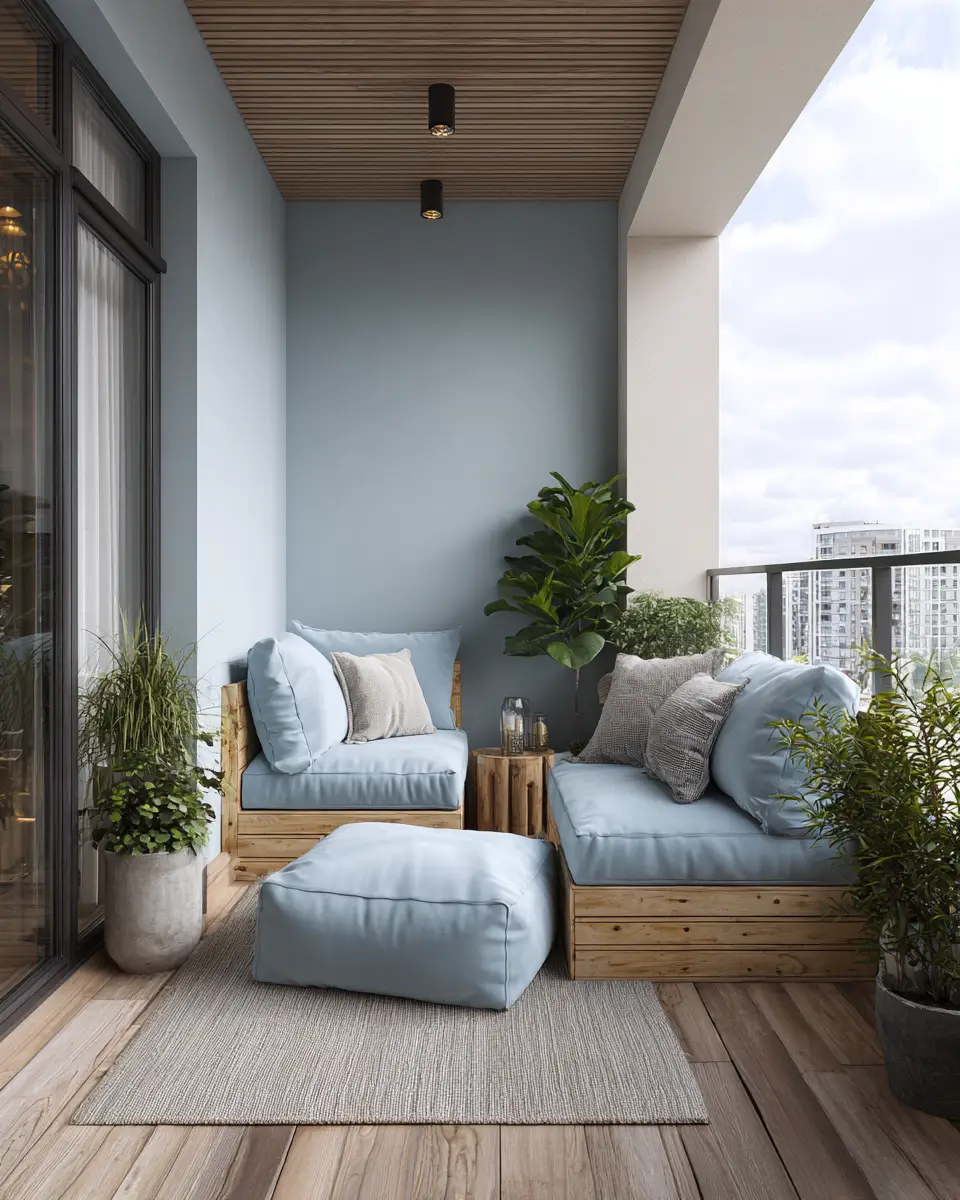Blue Japandi Balcony Decor Ideas