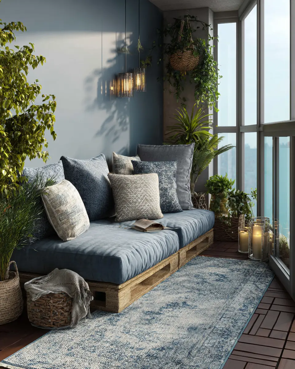 Blue Japandi Balcony Decor Ideas